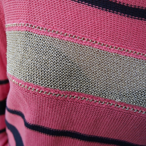 Maje Pink/Gold/Black Striped Sweater, Like New - Picture 3 of 5